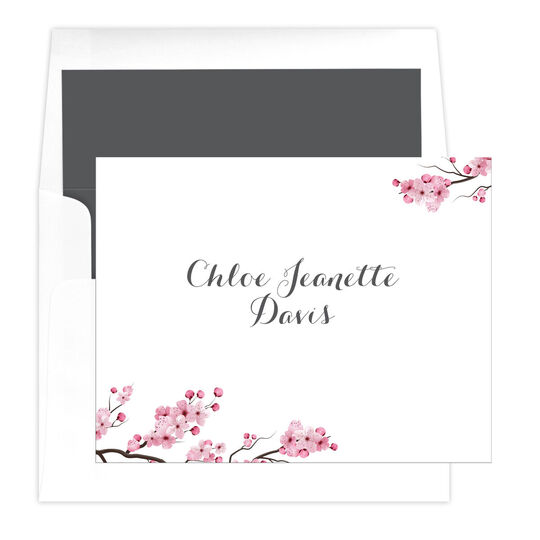 Cherry Blossom Branches Folded Note Cards
